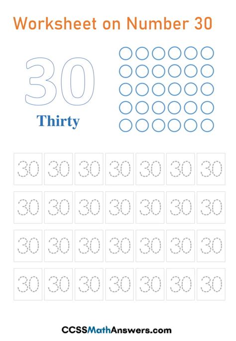 Worksheet On Number 30 Printable Number 30 Tracing Counting Writing