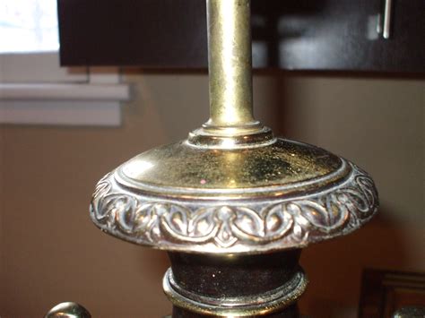 Antique Brassbronzechrome Table Lamp Engraved Detail Urn Style