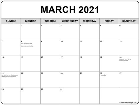 2021 calendar canada with weeks. Collection of March 2021 calendars with holidays