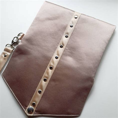 Beige Clutch Bag Studded Satin Wristlet Etsy
