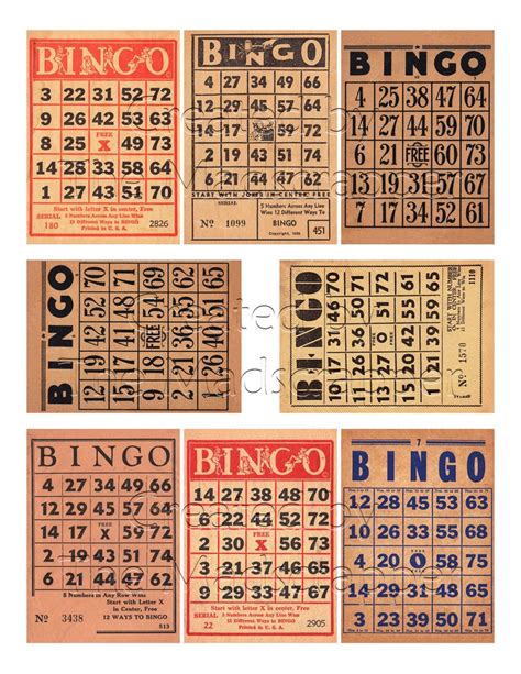 Vintage Bingo Cards Vintage Bingo Printable And Digital Etsy