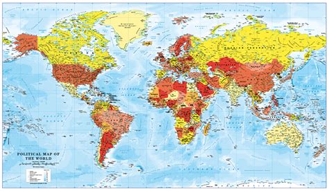 World Map Decor Red Orange And Yellow Large Cosmographics Ltd