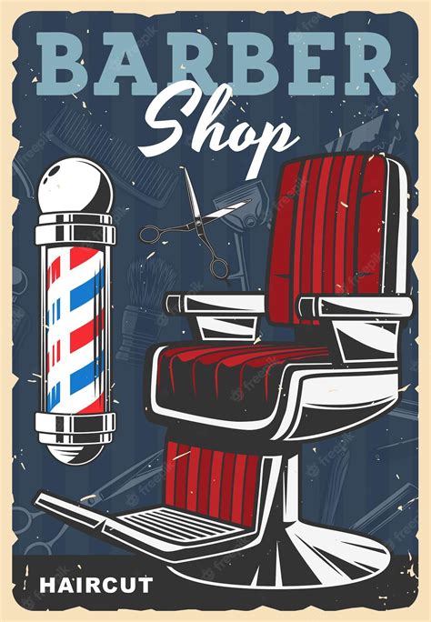 Premium Vector Barbershop Retro Poster Haircut Stylist Salon Vintage