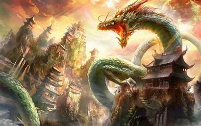 Dragon Chinese Fantasy Architecture Wallpapers