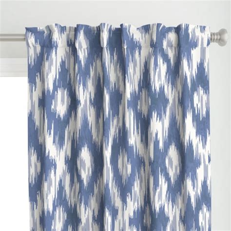 Blue Ikat Curtains Etsy