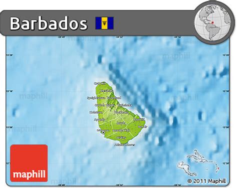 Free Physical Map Of Barbados