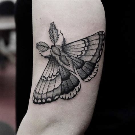 Black And Grey Moth Tattoo