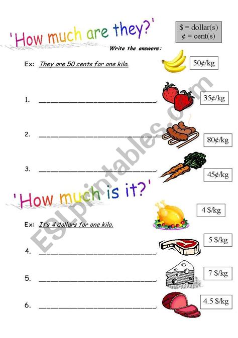 ´how Much Is It Are They´ Esl Worksheet By Cayasia