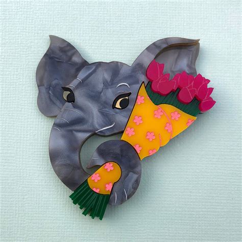 Sale Elsie Elephant Acrylic Brooch Peppy Chapette