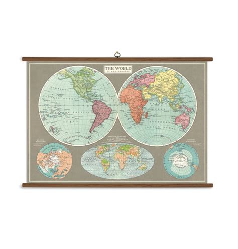 Hemispheres Map Vintage School Chart At Mighty Ape Nz