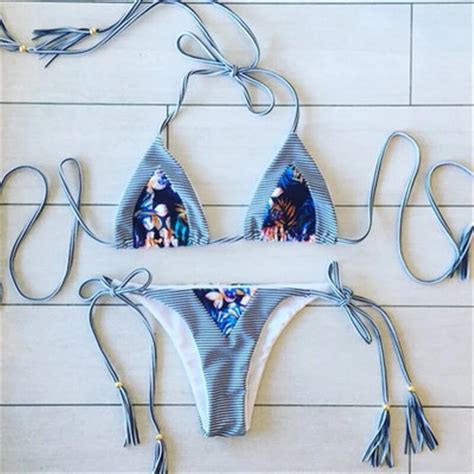 Kmnovo Bandage Bikini Set Sexy Tassels Swimwear Bathing Suit Women