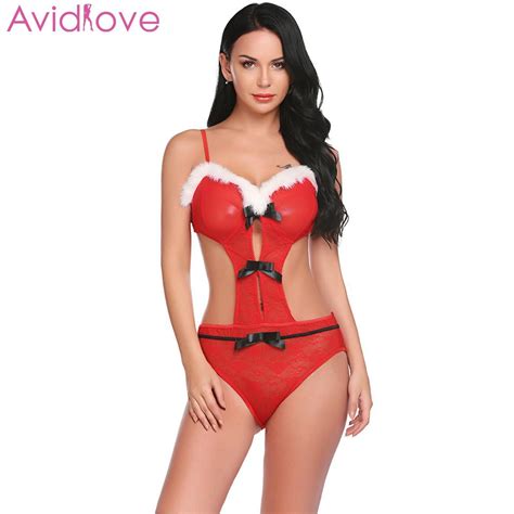 Avidlove Sexy Lingerie Christmas Hot Erotic Sleepwear Bodysuit Lingerie
