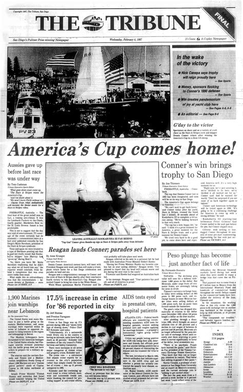 February 4, 1987: America's Cup comes home! - The San Diego Union-Tribune