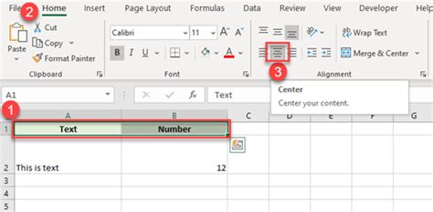 Center The Text In Excel