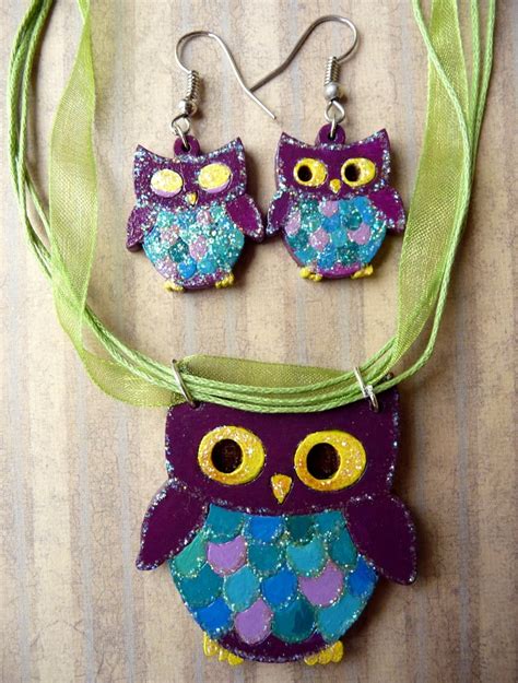 fun and funky colourful owl jewelry ♥ available in any colours ♥ £12 for the set owl jewelry