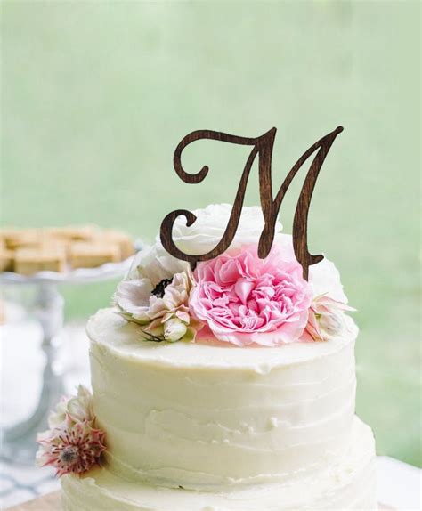Monogram Wedding Cake Topper Wooden Wedding Cake Topper