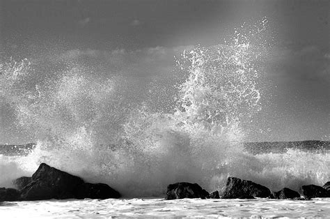 Large Ocean Wave In Black And White Free Stock Photo Public Domain
