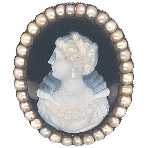 Antique Hardstone Cameo Pearl Diamond Gold Brooch Pin At 1stDibs