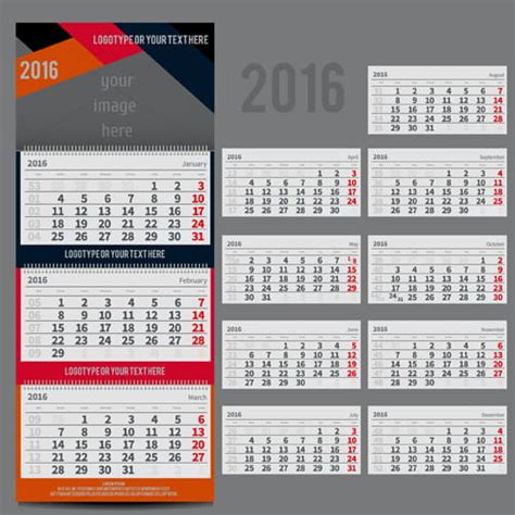 Desk Calendar Template 2016 Vector Material Eps Uidownload