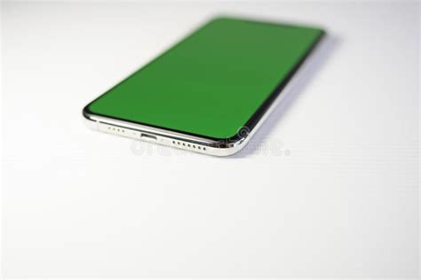 New Iphone Xs Max Smartphone With Green Chrome Key Screen Editorial