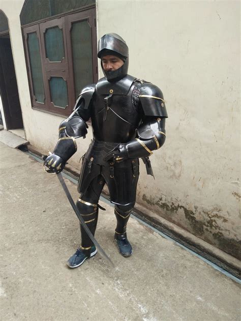 Combat Full Body Armour Black Knight Wearable Medieval Knight Suit Of
