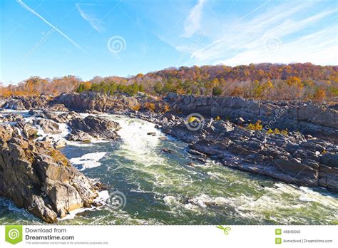 Great Falls National Park In Autumn Virginia Usa Stock