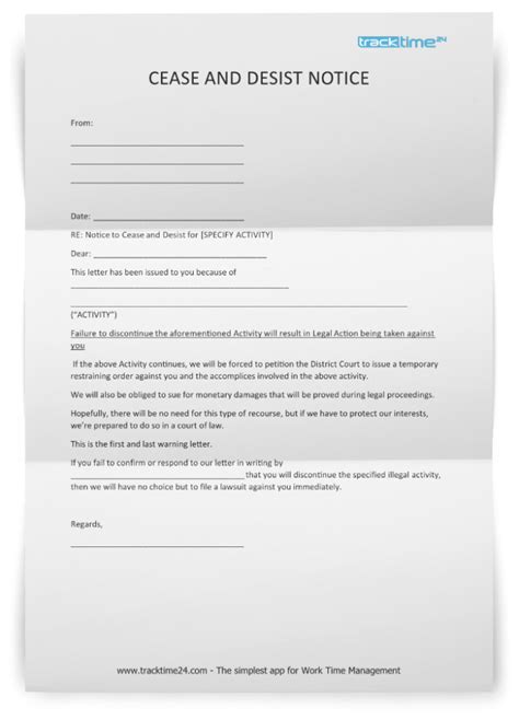 Cease And Desist Letter Sample And Template Free Download Word Unrubble