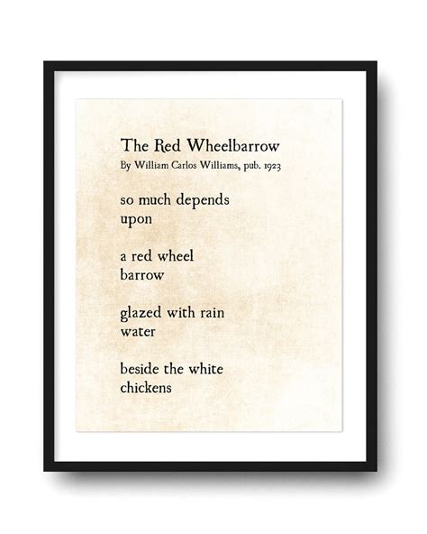 The Red Wheelbarrow William Carlos Williams Poetry Art Print Etsy