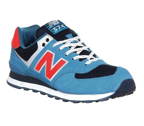 Molina's personal logo is printed on each tongue, and his number 4 is applied to each heel. New Balance New Balance M574 Out East Blue Red White Navy - Unisex Sports | Blue suede shoes ...