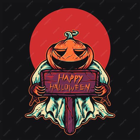 Premium Vector Pumpkin Happy Halloween Vector Illustration