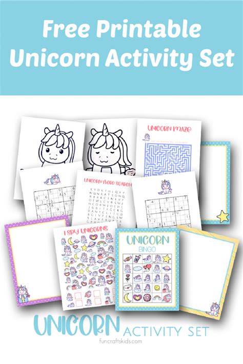 Free Printable Unicorn Activity Set Fun Crafts Kids