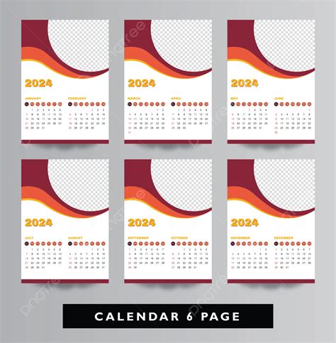 Calendario De Pared Diseño De Plantilla De 6 Páginas Vol 1 Vector