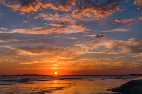 Sunset At Folly Beach Stock Photo Image Of Folly Water 84598116