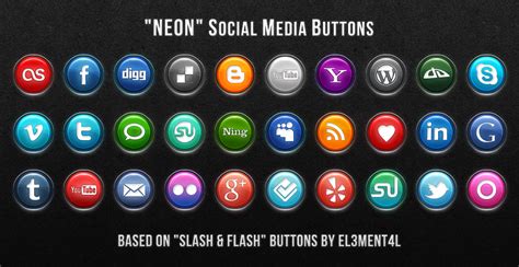 Neon Social Media Buttons By Simekonelove On Deviantart