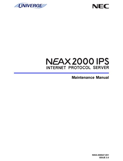 Nec Neax 2000 Ips Maintenance Manual Pdf Download Manualslib