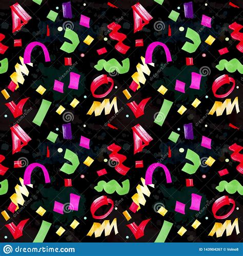 Festive Seamless Pattern With Multicolor Confetti Stock Illustration