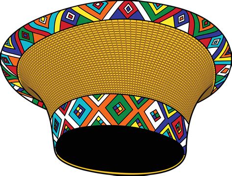 Zulu African Wide Basket Hat Yellow With Beaded Bands Vector Image 26819383 Vector Art At Vecteezy