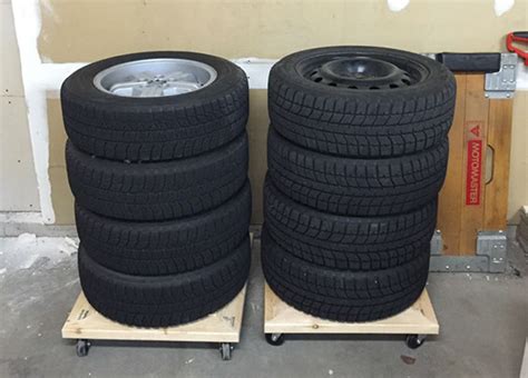 I love the garage floor now! DIY: Build Your Own Tire Storage Dolly