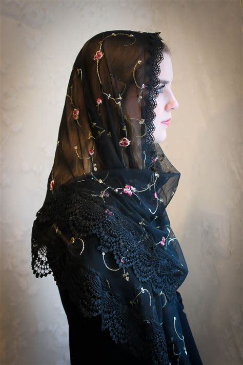 Evintage Veils~st Therese Little Flower Black Lace Mantilla Chapel