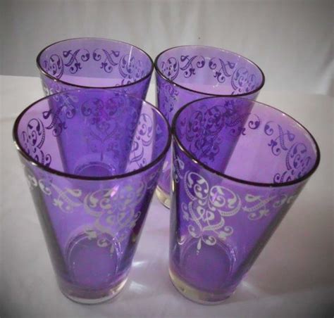 Cerve Brand French Drinking Glasses Purple Silver Trim Etsy Purple Glass Purple All Things