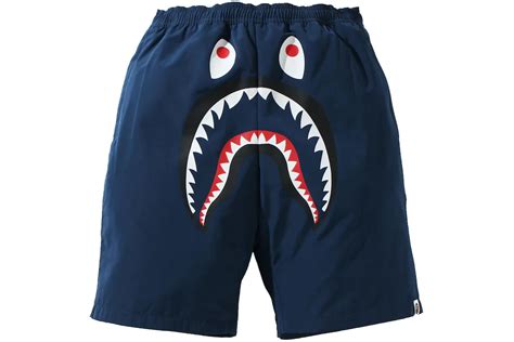 Bape Shark Beach Shorts Ss21 Navy Mens Ss21 Us
