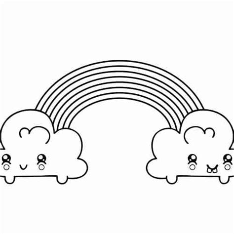 Download kawaii rainbow with clouds coloring pages for kids 🐹 Free ...