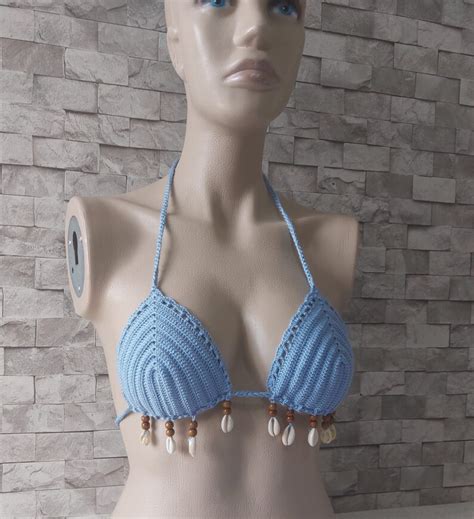 Crochet Bikini Set Blue Bikini Color Sea Shells Etsy