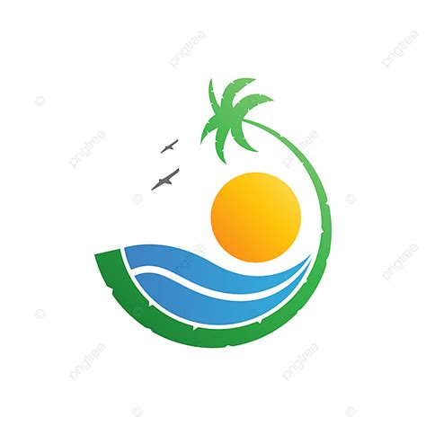 Gambar Template Logo Pantai Yang Menakjubkan Ilustrasi Rancangan