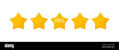 5 Star Vector Review Yellow Icon Five Stars Gold Rating Isolated Stock