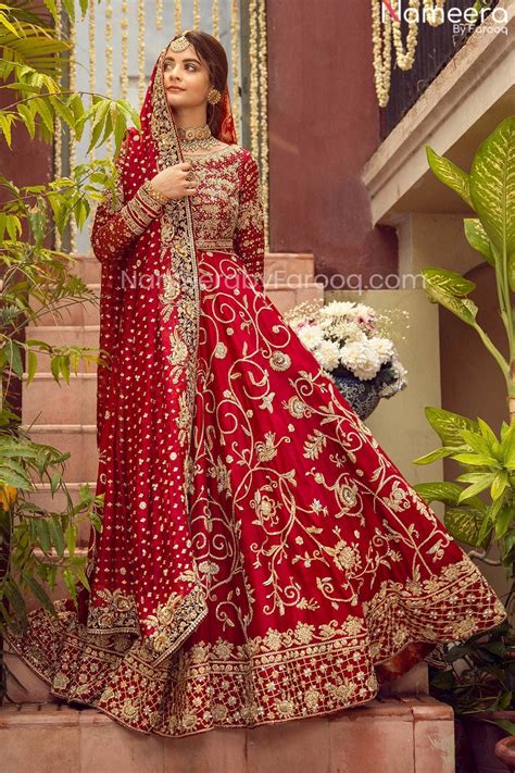Pretty Red Bridal Dress Pakistani Designer Attire Online 2021 Nameera By Farooq