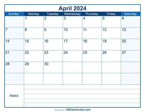 Free Free Printable April 2024 Calendar