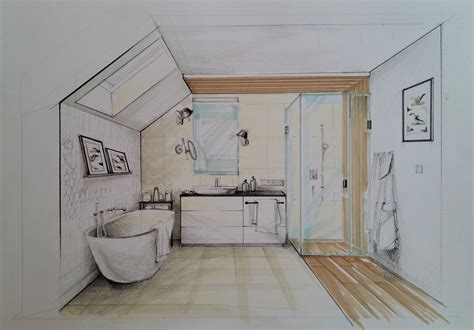 Drawing Interior Interior Design Sketches Art Deco Interior Bathroom