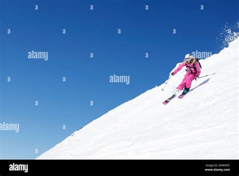 Skiing Action Shot Steep Hill In Hemsedal Norway Stock Photo Alamy