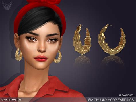Lisia Chunky Hoop Earrings By Feyona At Tsr Sims 4 Updates